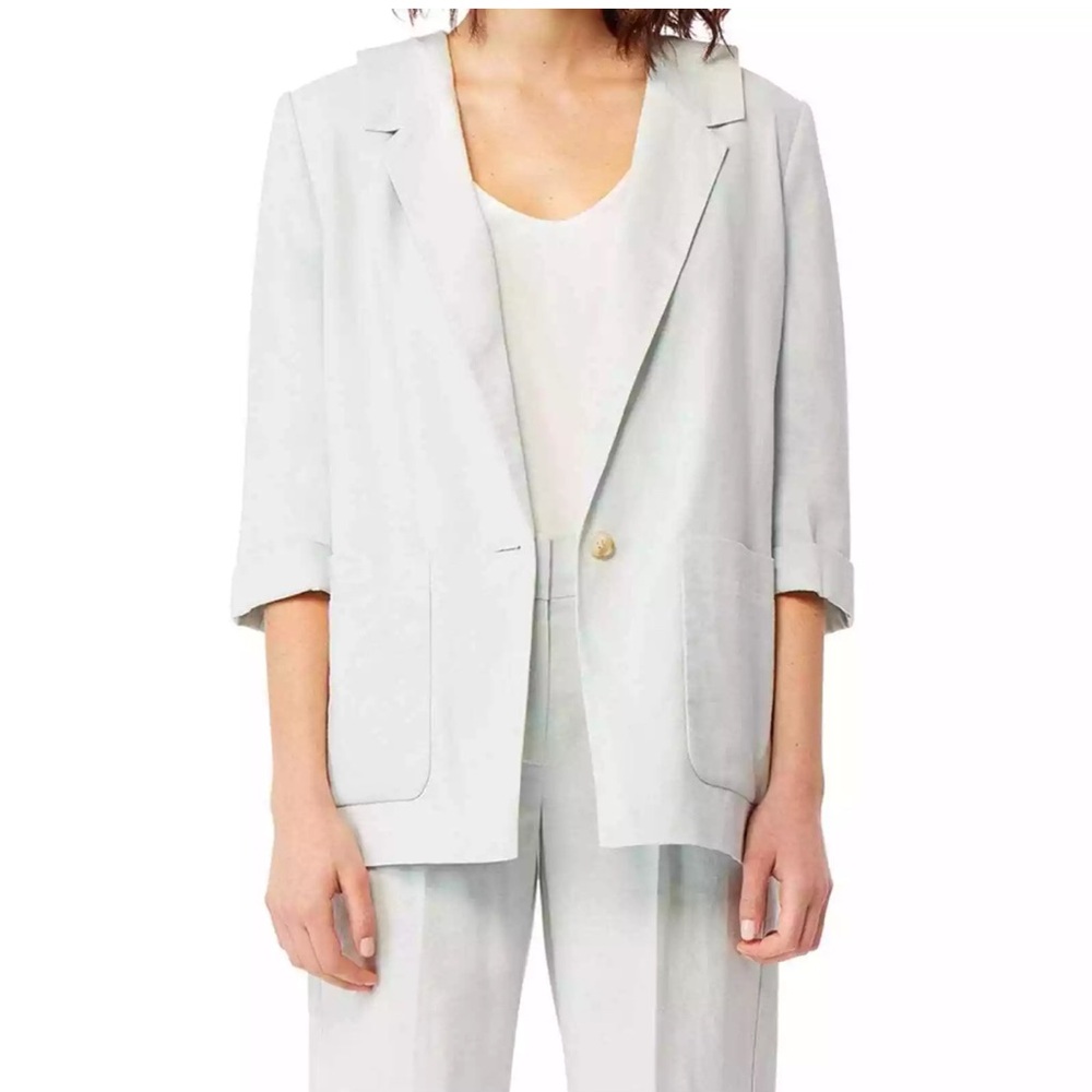 Habitual Nat boxy linen blend blazer in sky gray size S